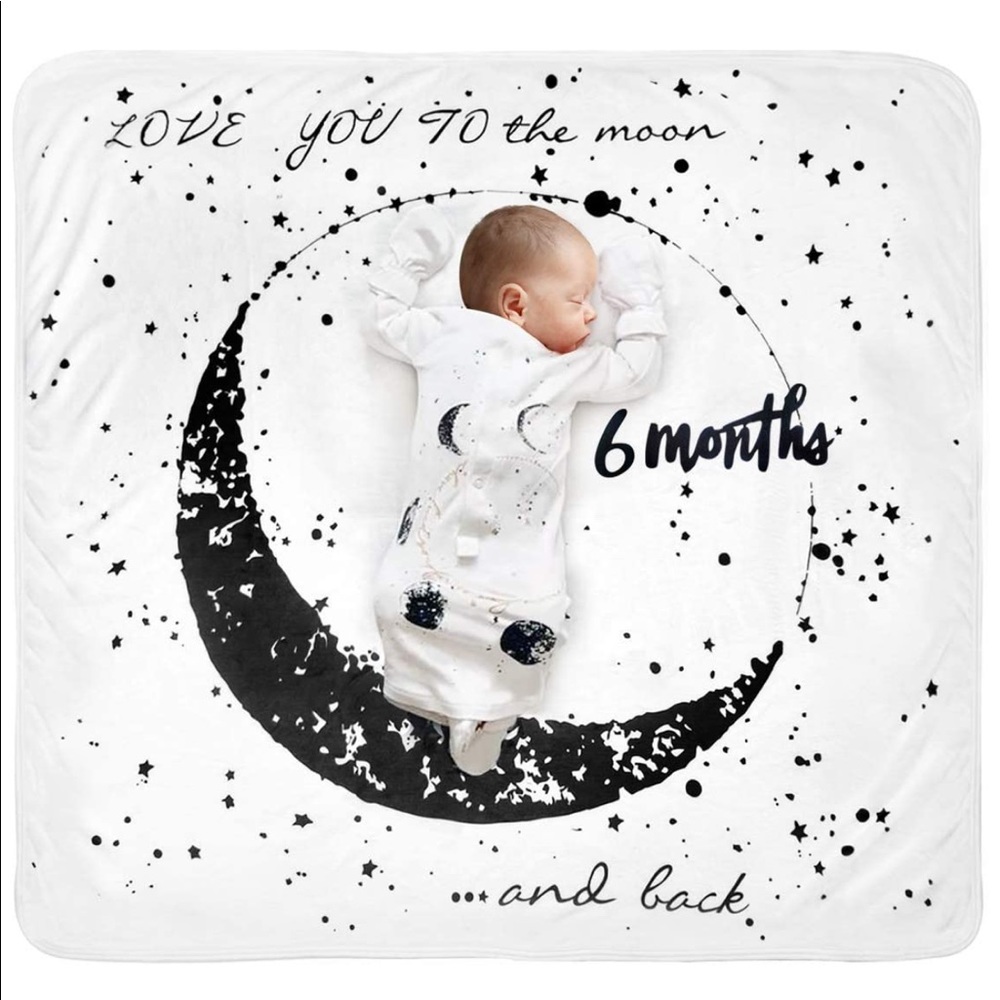 Fleece “To the Moon” Baby Milestone Blanket